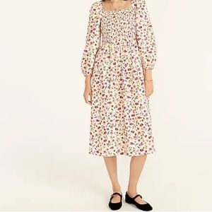 J.Crew Smocked Puff-sleeve Dress